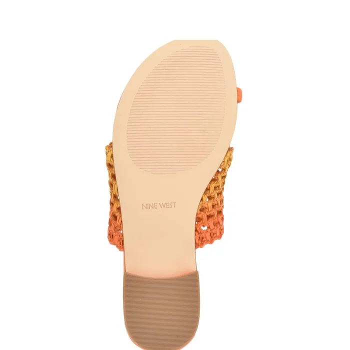 Nolah Flat Slide Sandals Orange Yellow Ombre Women Nine West Flats Nolah Flat Slide Sandals Orange Yellow Ombre Women Nine West Flats