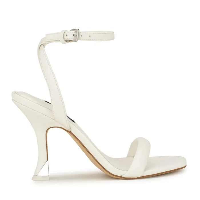 Nyra Ankle Strap Sandals White Women Nine West Heeled