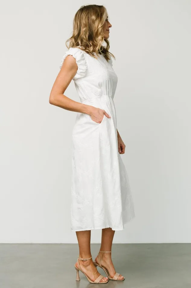 Odetta Embossed Midi Dress Off White Women Baltic Born Bridal Odetta Embossed Midi Dress Off White Women Baltic Born Bridal