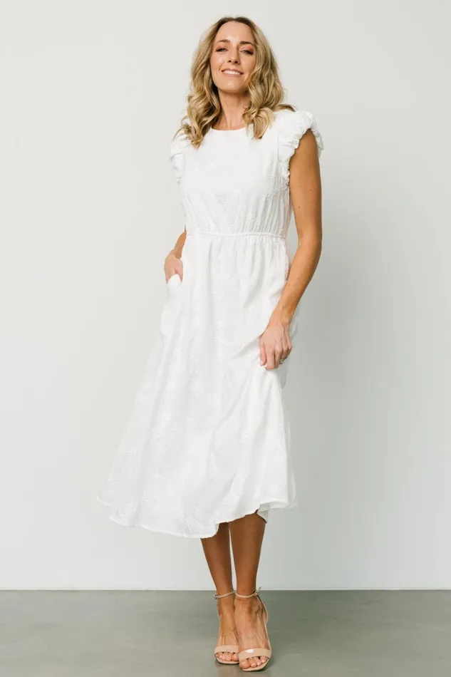 Odetta Embossed Midi Dress Off White Women Baltic Born Bridal Odetta Embossed Midi Dress Off White Women Baltic Born Bridal