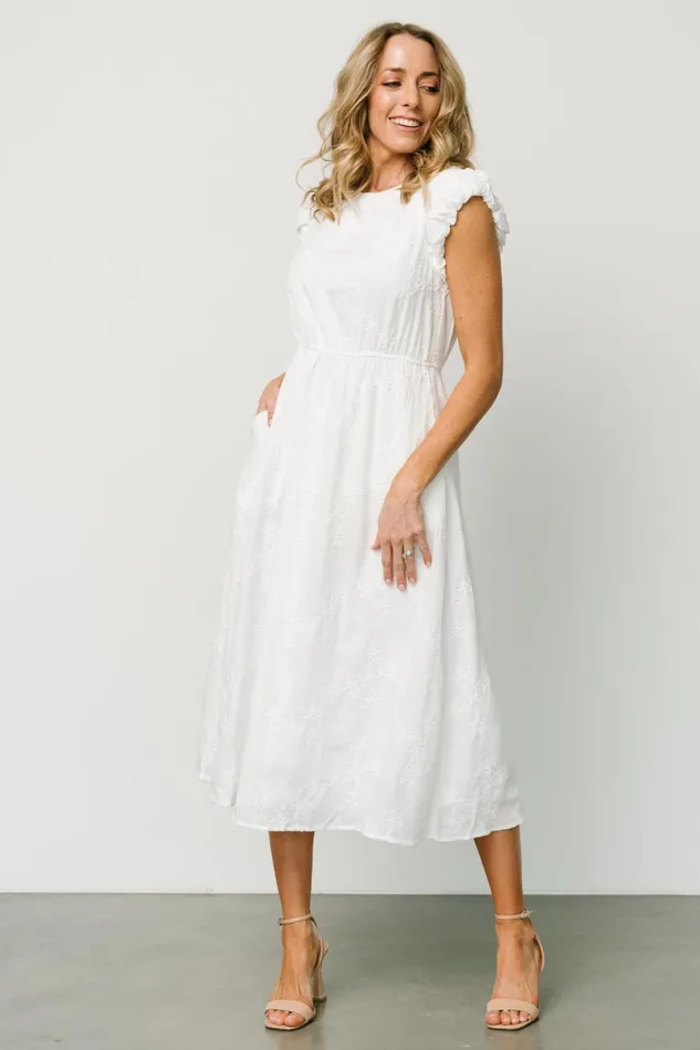 Odetta Embossed Midi Dress Off White Women Baltic Born Bridal Odetta Embossed Midi Dress Off White Women Baltic Born Bridal