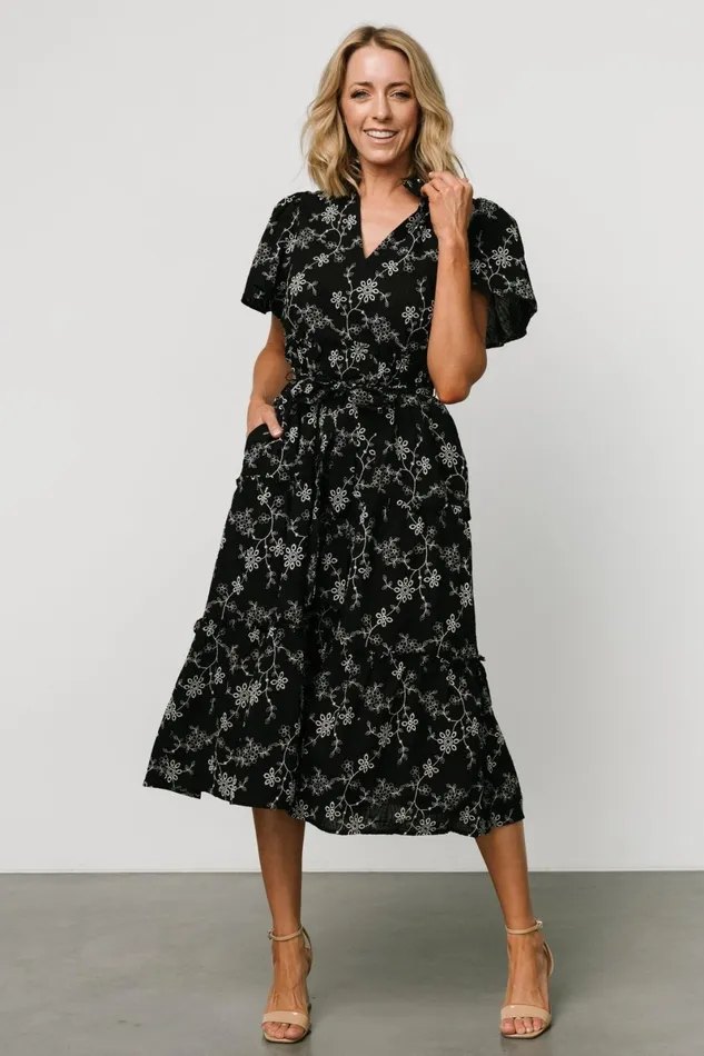 Odeya Tiered Midi Dress Black White Women Baltic Born Midi Dresses