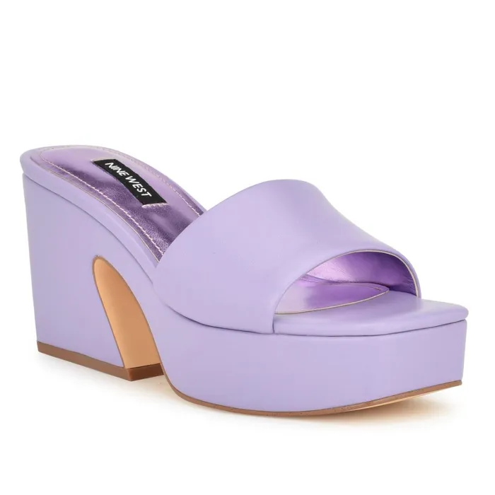 Oklee Platform Slide Sandals Lilac Women Nine West Casual