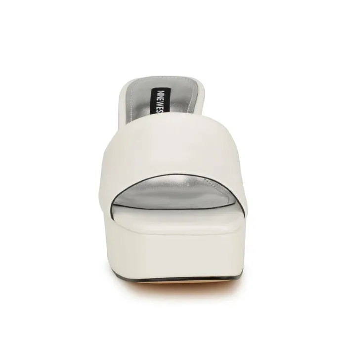 Oklee Platform Slide Sandals White Women Nine West Wedges Oklee Platform Slide Sandals White Women Nine West Wedges