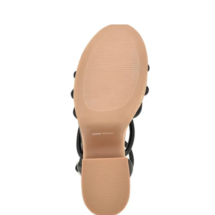 Olander Knotted Platform Sandals Black Women Nine West High Heels Olander Knotted Platform Sandals Black Women Nine West High Heels