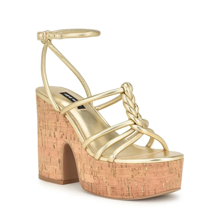 Olander Knotted Platform Sandals Platino Women Nine West Sandals Olander Knotted Platform Sandals Platino Women Nine West Sandals