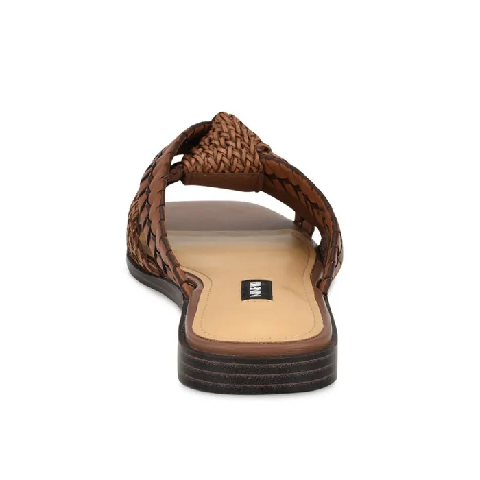 Olson Knotted Flat Slide Sandals Brown Women Nine West Low Heel Olson Knotted Flat Slide Sandals Brown Women Nine West Low Heel