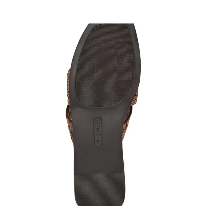 Olson Knotted Flat Slide Sandals Brown Women Nine West Low Heel Olson Knotted Flat Slide Sandals Brown Women Nine West Low Heel