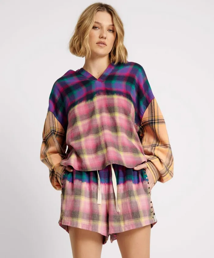 One Teaspoon Bottoms BLEACHED FLANNEL STUDDED BOXER SHORTS 8211 Women One Teaspoon Bottoms BLEACHED FLANNEL STUDDED BOXER SHORTS 8211 Women