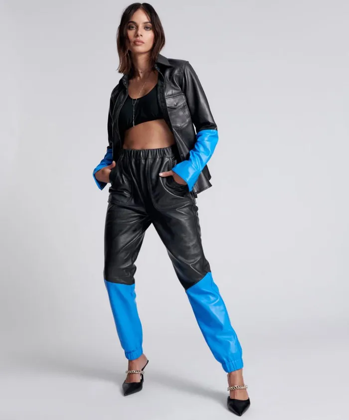 One Teaspoon Bottoms STAND BY LEATHER TRACK PANTS 8211 Women One Teaspoon Bottoms STAND BY LEATHER TRACK PANTS 8211 Women