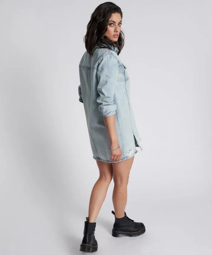 One Teaspoon Denim Dresses KANSAS BLUE TRUCKER SHIRT DRESS 8211 Women