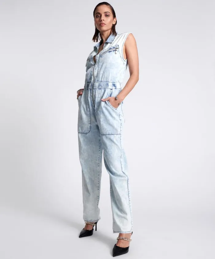 One Teaspoon Denim Jumpsuits BLACK LIGHTNING SLEEVELESS OLIVIA AVIATOR JUMPSUIT 8211 Women