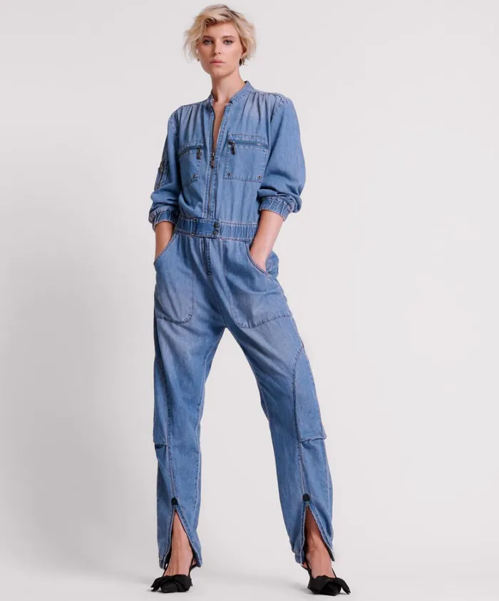 One Teaspoon Denim Jumpsuits CHAMBRAY ROMANCE ZIPPED UP JUMPSUIT 8211 Women