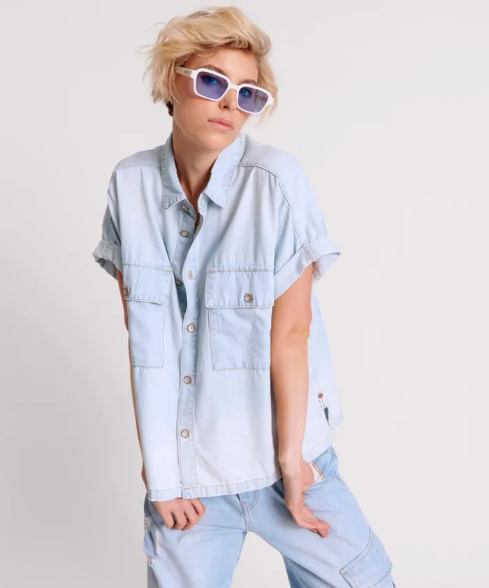 One Teaspoon Denim Tops CLASSIC BLUE BOXY DENIM SHIRT 8211 Women One Teaspoon Denim Tops CLASSIC BLUE BOXY DENIM SHIRT 8211 Women