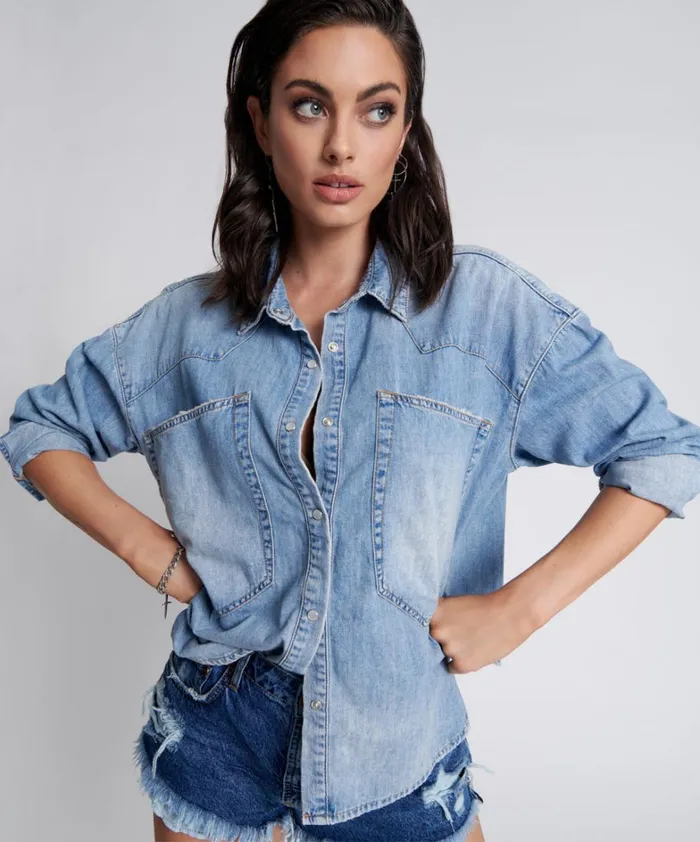 One Teaspoon Denim Tops REVOLVER OVERSIZED DENIM SHIRT 8211 Women One Teaspoon Denim Tops REVOLVER OVERSIZED DENIM SHIRT 8211 Women