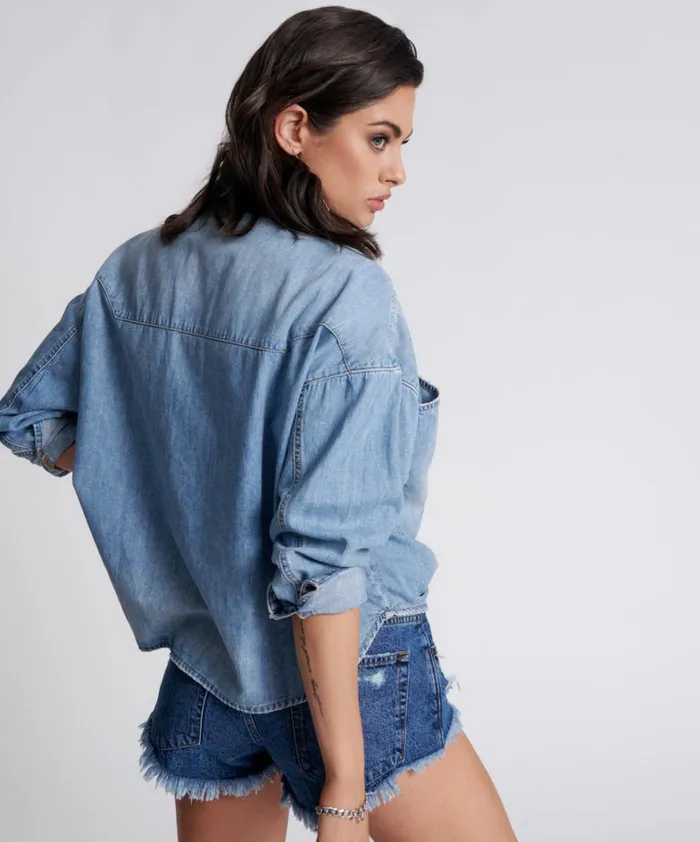 One Teaspoon Denim Tops REVOLVER OVERSIZED DENIM SHIRT 8211 Women One Teaspoon Denim Tops REVOLVER OVERSIZED DENIM SHIRT 8211 Women