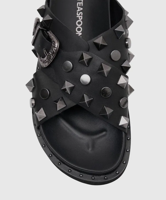 One Teaspoon Footwear IGGY STUDDED CROSS OVER SLIDE 8211 Women One Teaspoon Footwear IGGY STUDDED CROSS OVER SLIDE 8211 Women