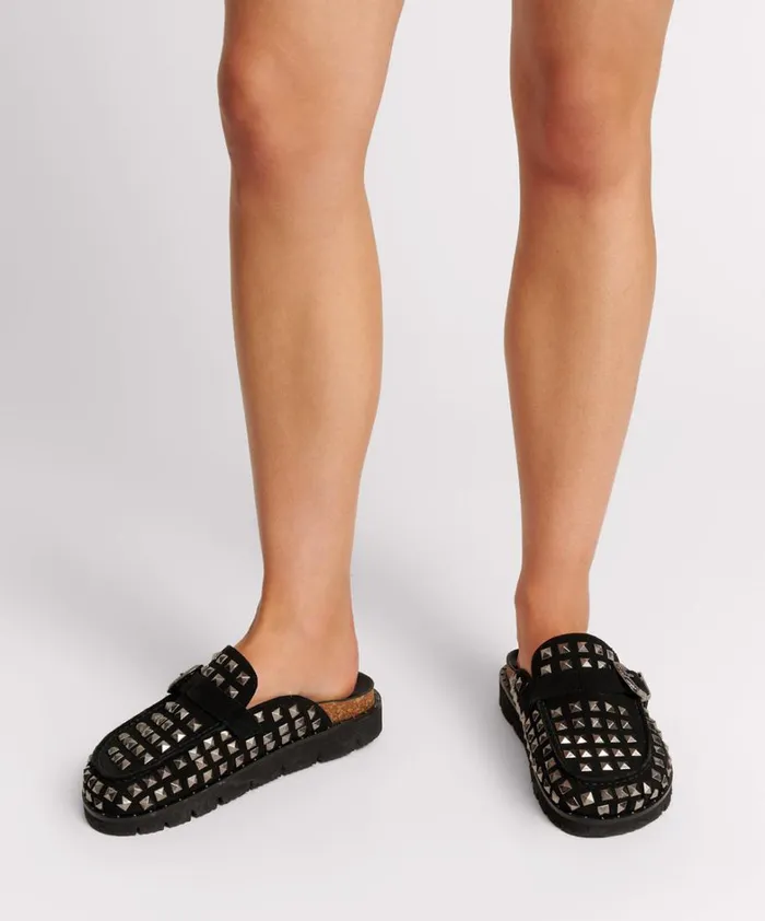 One Teaspoon Footwear STUDDED BLACK PHOENIX SLIDES 8211 Women