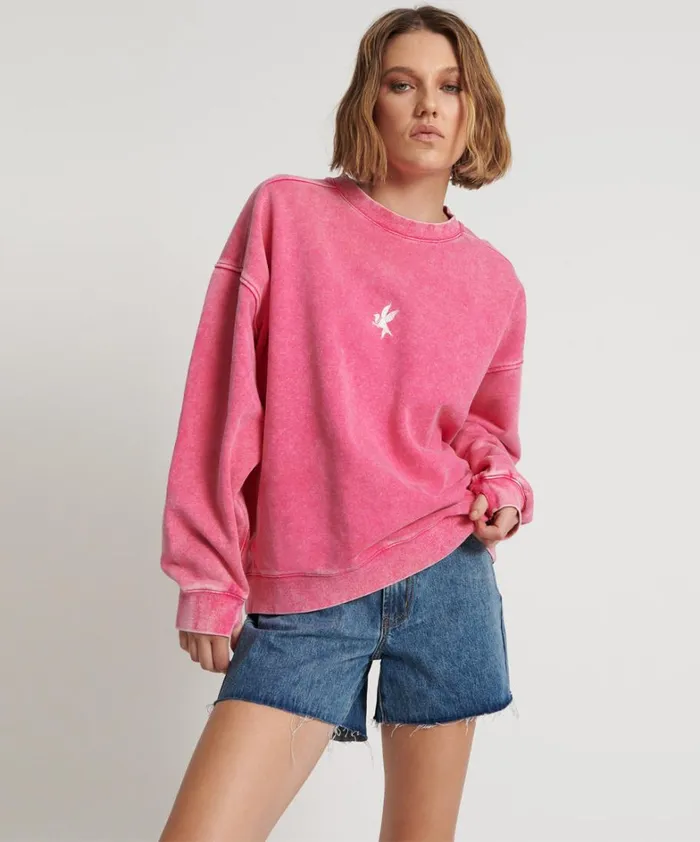 One Teaspoon Hoodies And Sweats PINK BOWER BIRD RETRO SWEATER 8211 Women