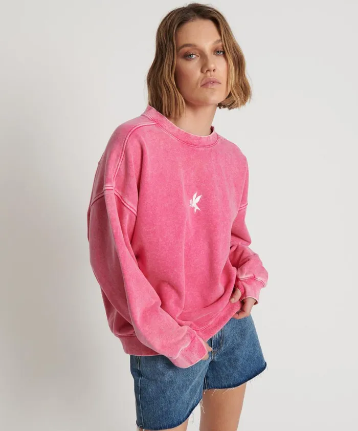 One Teaspoon Hoodies And Sweats PINK BOWER BIRD RETRO SWEATER 8211 Women One Teaspoon Hoodies And Sweats PINK BOWER BIRD RETRO SWEATER 8211 Women