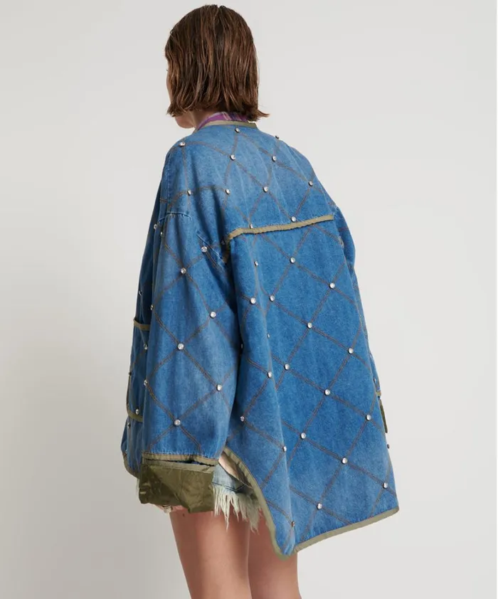 One Teaspoon Jackets BAY BLUE QUILTED CRYSTAL STUDDED JACKET 8211 Women One Teaspoon Jackets BAY BLUE QUILTED CRYSTAL STUDDED JACKET 8211 Women