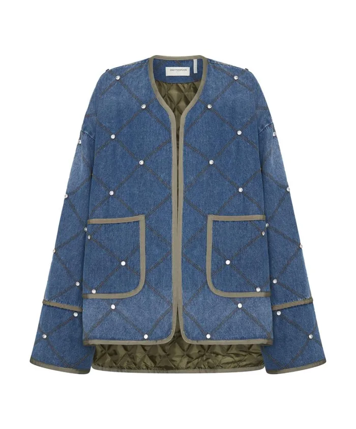 One Teaspoon Jackets BAY BLUE QUILTED CRYSTAL STUDDED JACKET 8211 Women One Teaspoon Jackets BAY BLUE QUILTED CRYSTAL STUDDED JACKET 8211 Women