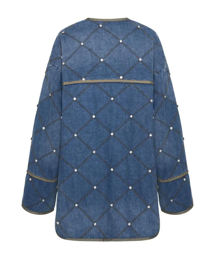 One Teaspoon Jackets BAY BLUE QUILTED CRYSTAL STUDDED JACKET 8211 Women One Teaspoon Jackets BAY BLUE QUILTED CRYSTAL STUDDED JACKET 8211 Women