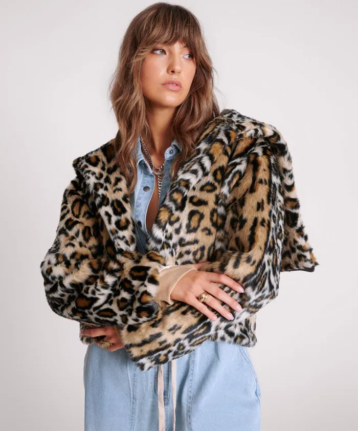 One Teaspoon Jackets FAUX LEOPARD SPLIT HOOD JACKET 8211 Women
