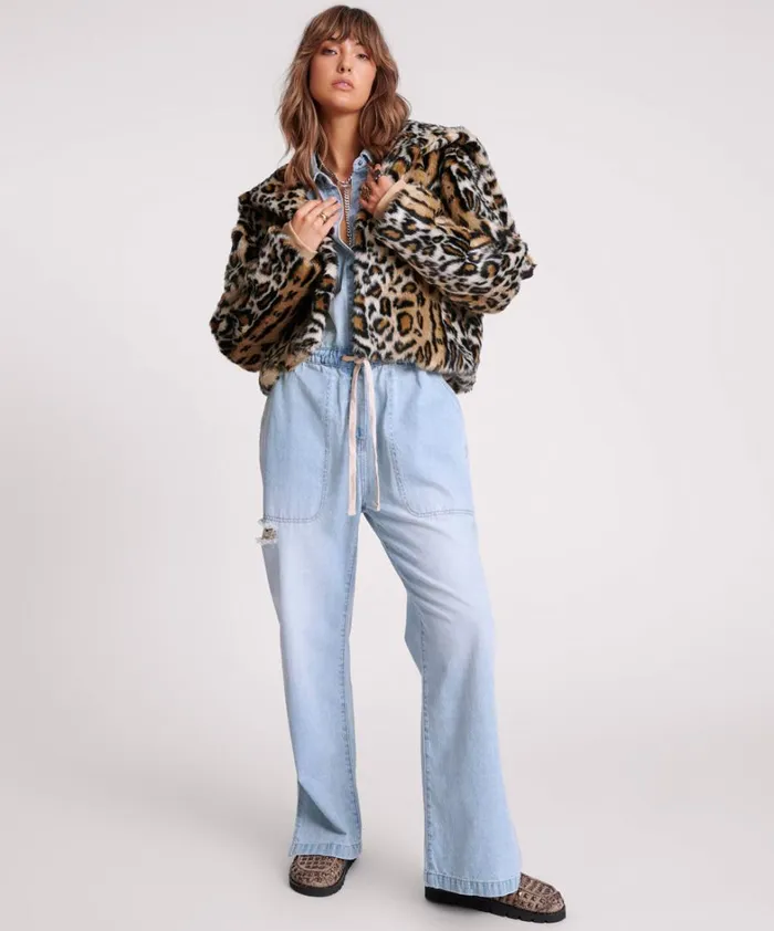 One Teaspoon Jackets FAUX LEOPARD SPLIT HOOD JACKET 8211 Women One Teaspoon Jackets FAUX LEOPARD SPLIT HOOD JACKET 8211 Women