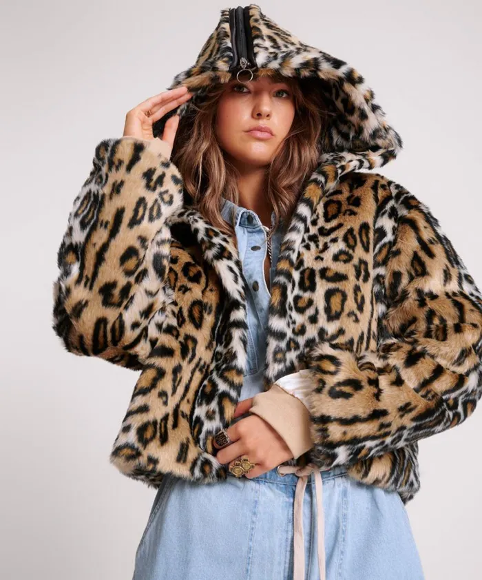One Teaspoon Jackets FAUX LEOPARD SPLIT HOOD JACKET 8211 Women One Teaspoon Jackets FAUX LEOPARD SPLIT HOOD JACKET 8211 Women