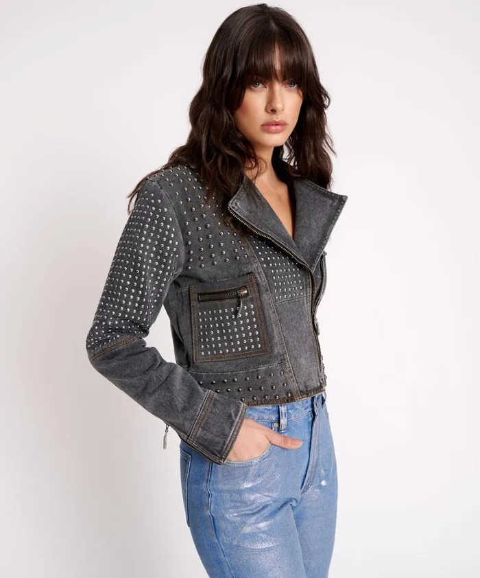 One Teaspoon Jackets REBEL REBEL STUDDED DENIM JACKET 8211 Women