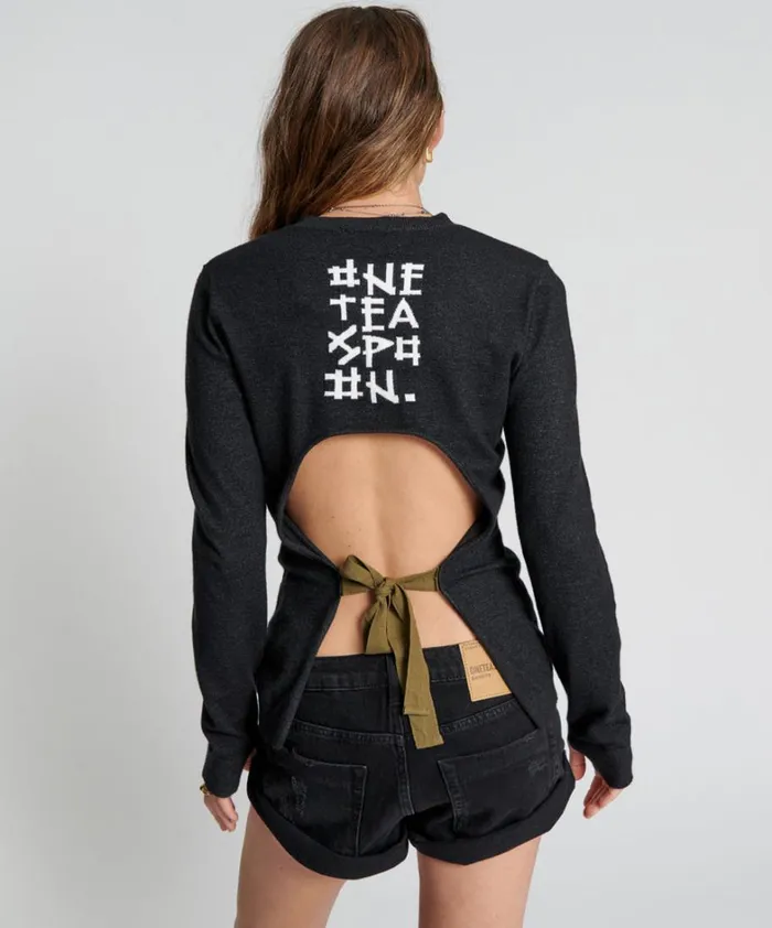 One Teaspoon Knitwear BLACK PEEP HOLE LONG SLEEVE KNIT TOP 8211 Women One Teaspoon Knitwear BLACK PEEP HOLE LONG SLEEVE KNIT TOP 8211 Women