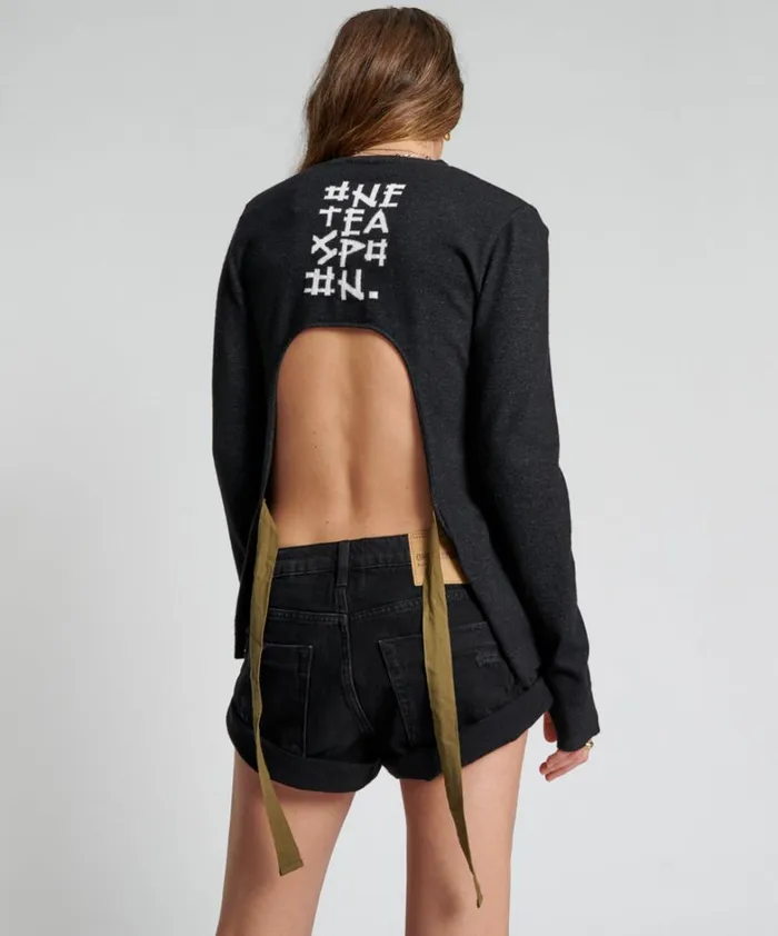 One Teaspoon Knitwear BLACK PEEP HOLE LONG SLEEVE KNIT TOP 8211 Women One Teaspoon Knitwear BLACK PEEP HOLE LONG SLEEVE KNIT TOP 8211 Women