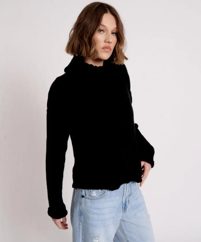 One Teaspoon Knitwear CLASSIC CHUNKY ROLL NECK KNIT SWEATER BLACK 8211 Women One Teaspoon Knitwear CLASSIC CHUNKY ROLL NECK KNIT SWEATER BLACK 8211 Women