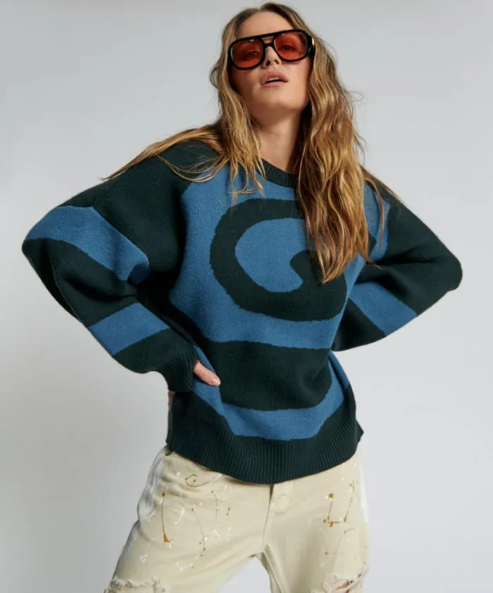 One Teaspoon Knitwear VORTEX KNIT SWEATER GREEN 8211 Women