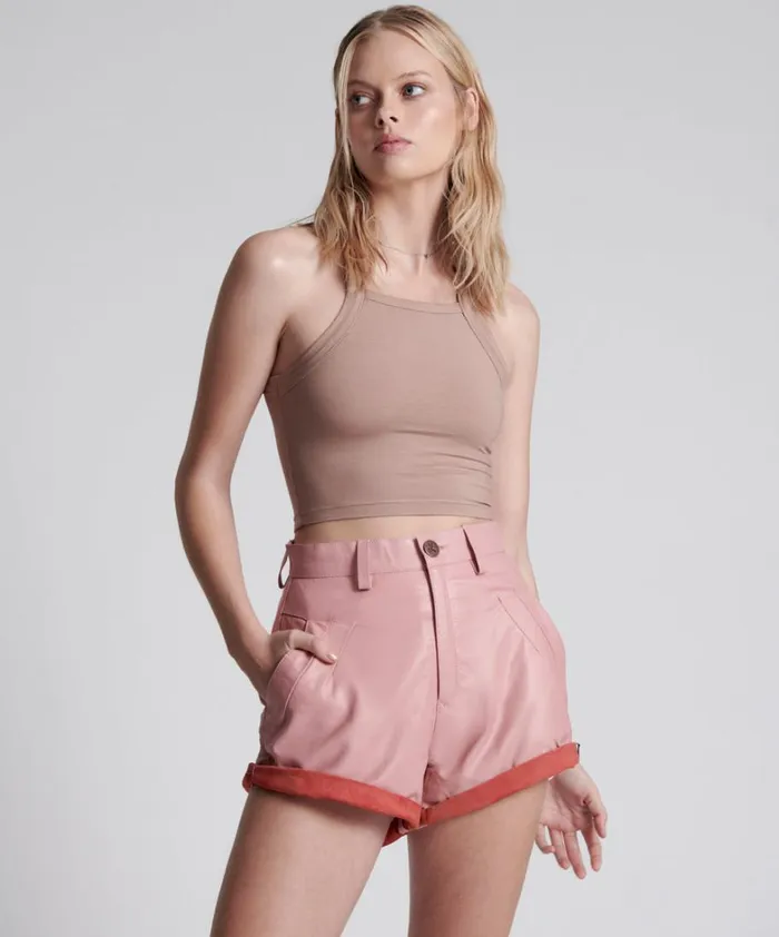 One Teaspoon Leather PINK LEATHER STREETWALKER SHORTS 8211 Women One Teaspoon Leather PINK LEATHER STREETWALKER SHORTS 8211 Women