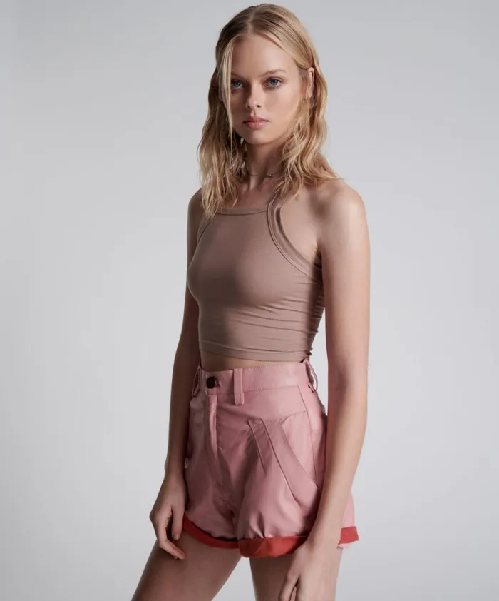 One Teaspoon Leather PINK LEATHER STREETWALKER SHORTS 8211 Women One Teaspoon Leather PINK LEATHER STREETWALKER SHORTS 8211 Women
