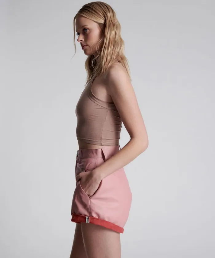 One Teaspoon Leather PINK LEATHER STREETWALKER SHORTS 8211 Women One Teaspoon Leather PINK LEATHER STREETWALKER SHORTS 8211 Women