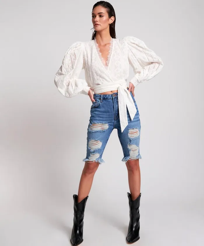 One Teaspoon Organic Tees DELAWARE CUT OFF ORGANIC SUSTAINABLE TRUCKERS SHORTS 8211 Women