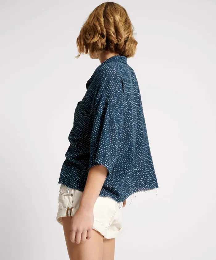 One Teaspoon Shirts BATIK SPOT HAND DYED MUSLIN CROPPED SHIRT 8211 Women