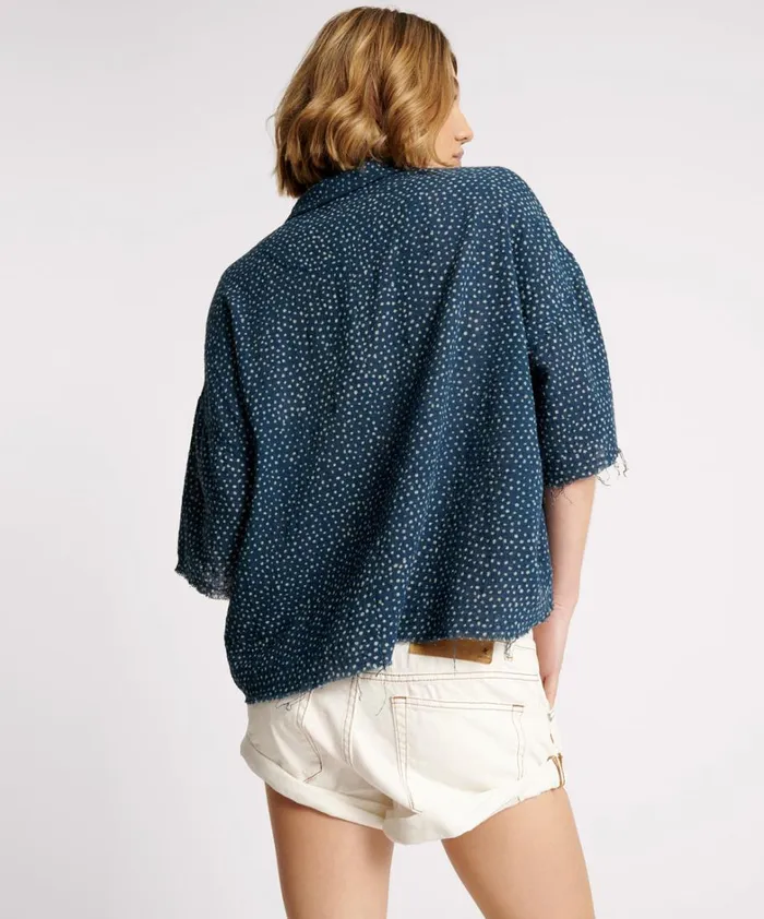 One Teaspoon Shirts BATIK SPOT HAND DYED MUSLIN CROPPED SHIRT 8211 Women