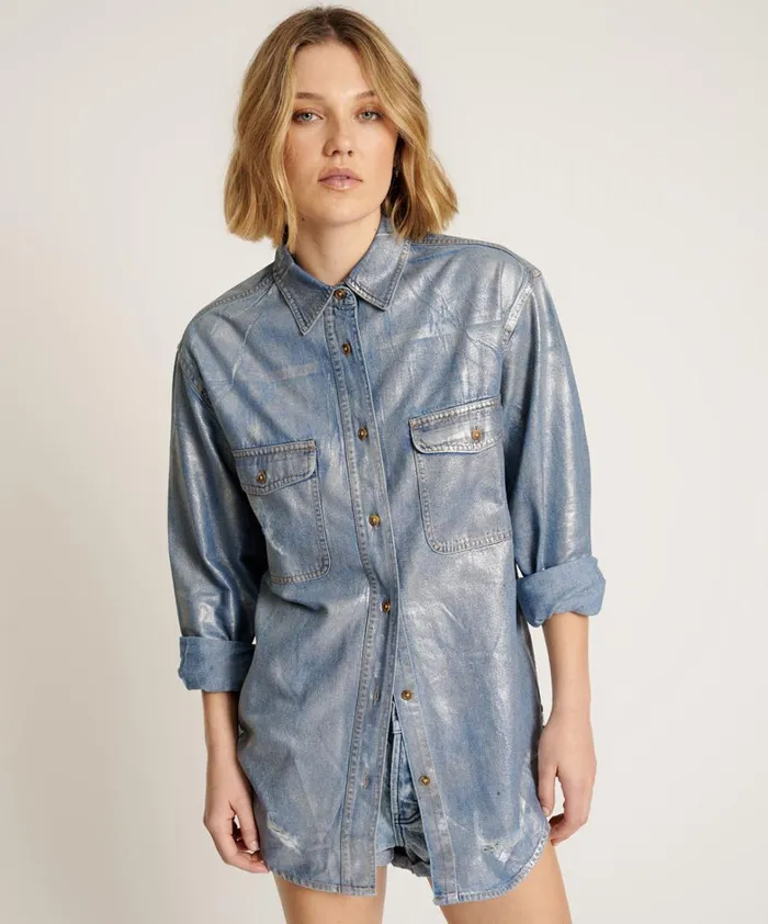 One Teaspoon Shirts BLUE FUTURE EVERYDAY DENIM SHIRT 8211 Women