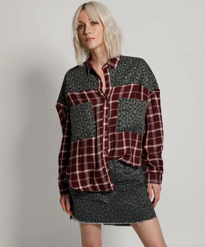 One Teaspoon Shirts OXBLOOD CHECK MOTLEY SHIRT 8211 Women