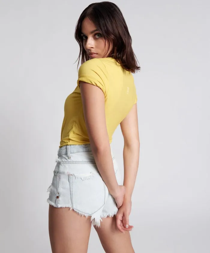 One Teaspoon Tees and Tanks BLAZING YELLOW LOGO FITTED TEE 8211 Women One Teaspoon Tees and Tanks BLAZING YELLOW LOGO FITTED TEE 8211 Women