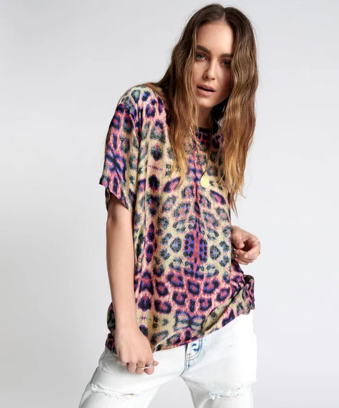 One Teaspoon Tees and Tanks COLLISION SATIN TEE 8211 Women