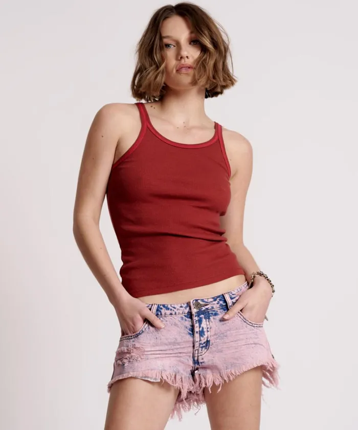 One Teaspoon Tees and Tanks ONE TEASPOON RIB SINGLET RED 8211 Women