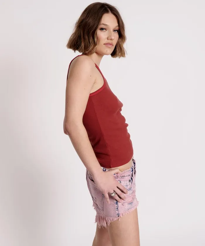 One Teaspoon Tees and Tanks ONE TEASPOON RIB SINGLET RED 8211 Women One Teaspoon Tees and Tanks ONE TEASPOON RIB SINGLET RED 8211 Women