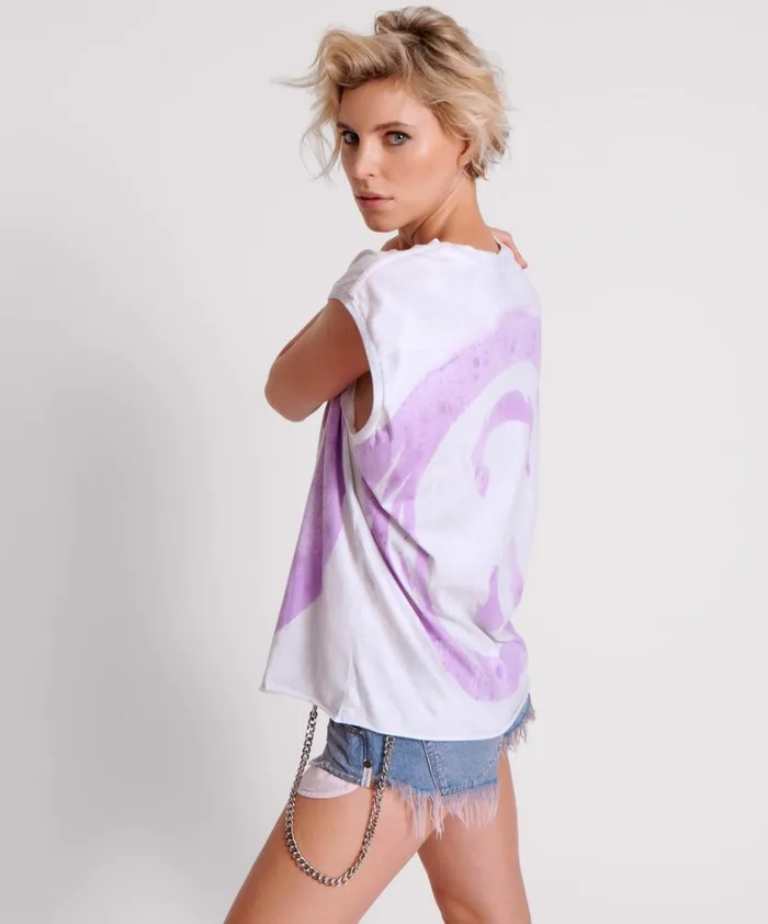One Teaspoon Tees and Tanks SMILEY VIOLET HAND STAINED TANK 8211 Women One Teaspoon Tees and Tanks SMILEY VIOLET HAND STAINED TANK 8211 Women