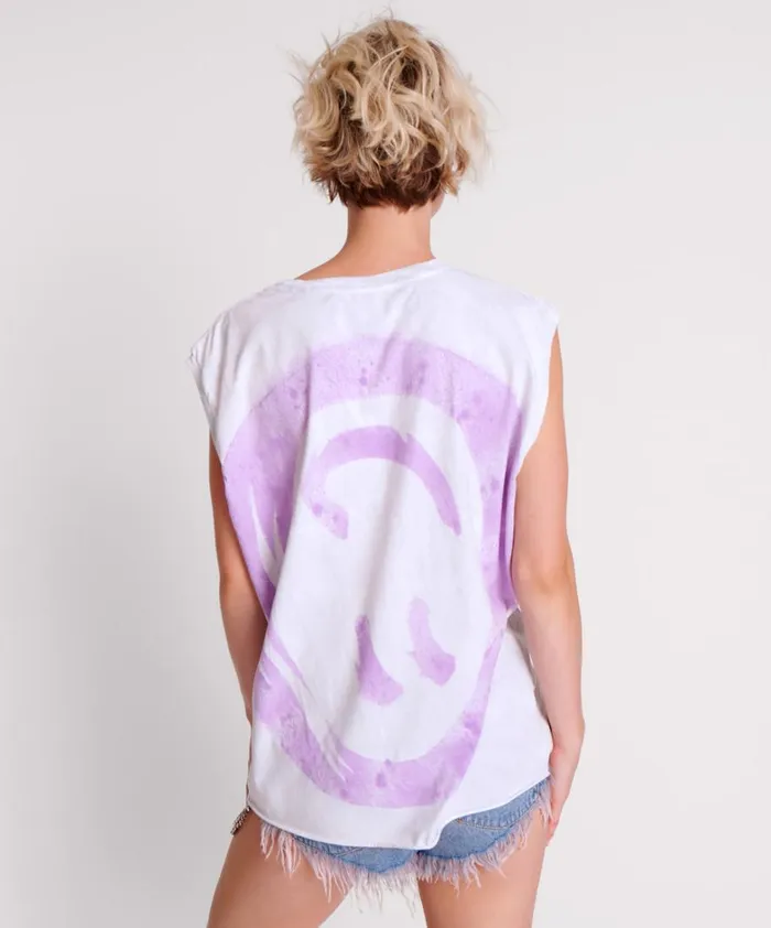 One Teaspoon Tees and Tanks SMILEY VIOLET HAND STAINED TANK 8211 Women One Teaspoon Tees and Tanks SMILEY VIOLET HAND STAINED TANK 8211 Women