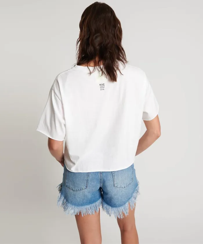 One Teaspoon Tees and Tanks WHITE CROPPED FUTURE TEE 8211 Women One Teaspoon Tees and Tanks WHITE CROPPED FUTURE TEE 8211 Women